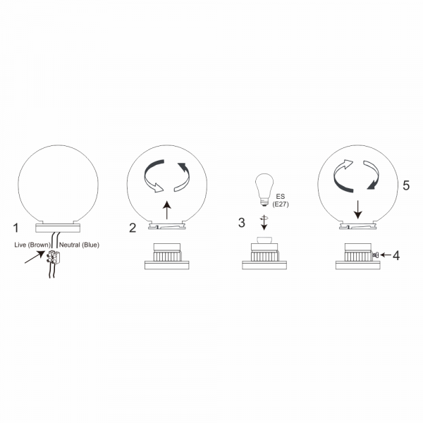 200mm 40w ES Globe Light - Opal - Image 2