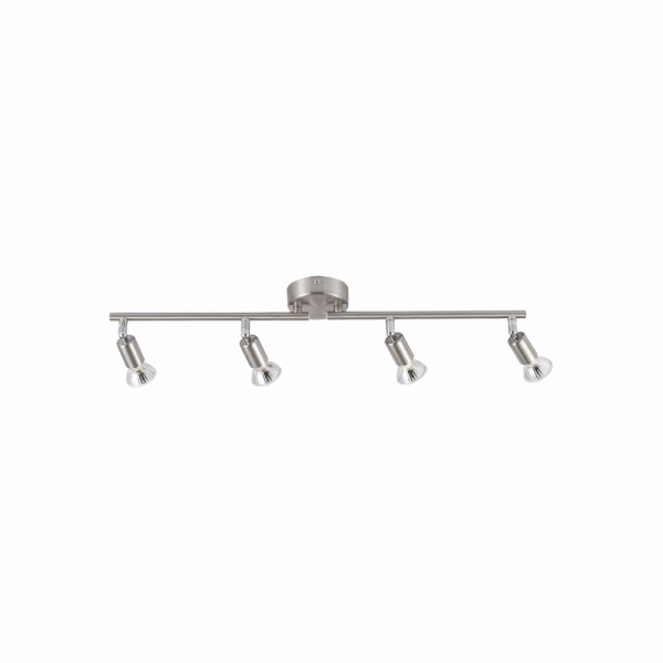 4 Spotlight Split Bar - Brushed Steel c/w Lamps