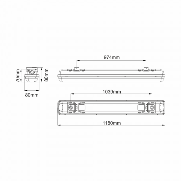 4ft 36w LED Non Corrosive Weatherproof Fitting - IP65 - Image 4