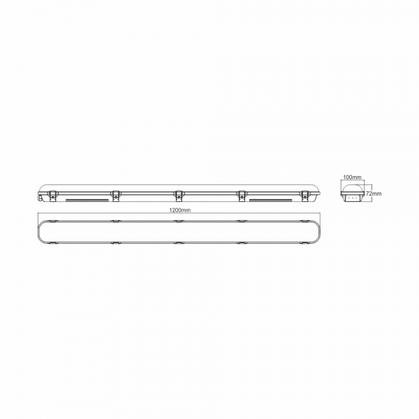 4ft 40W Twin LED Non-Corrosive Weatherproof Fitting - IP66 - Image 7